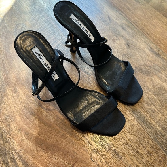 Brian Atwood Womens Strappy Heels Open Toe Stiletto Heels Career Black Size 39 - Picture 2 of 9